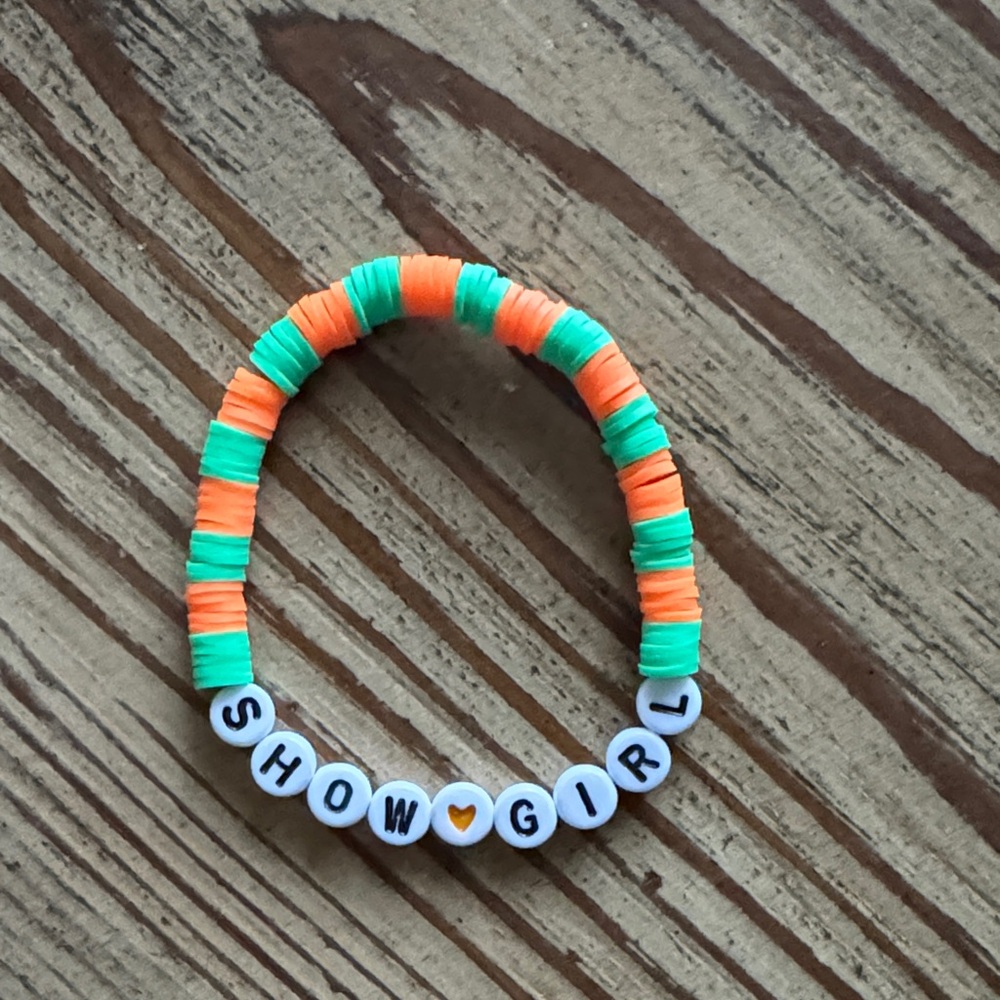 Showgirl orange & teal bracelet